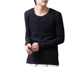 tシャツ メンズ 長袖 サーマル ワッフル 細身 Tシャツ クルーネック タイトフィット