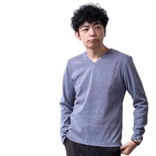 tシャツ メンズ 長袖 Vネック Tシャツ 長袖tシャツ テレコ スリム 秋冬 vネック ロンT