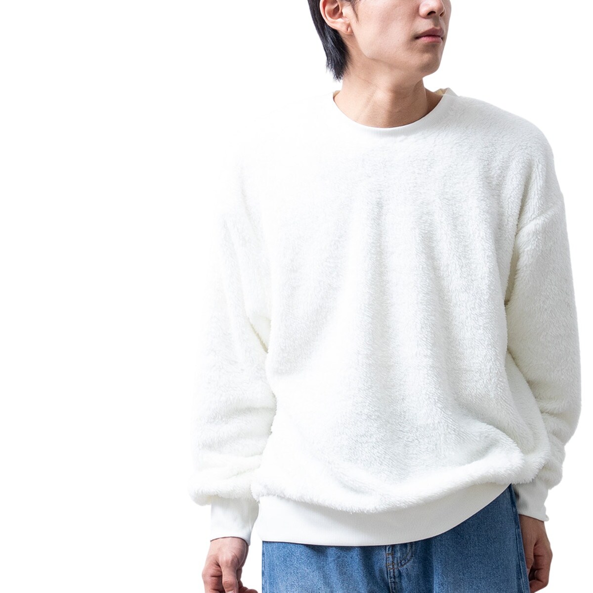 トレーナー メンズ ボア スウェット シャギーボア 暖かい もこもこ ゆったり スエット