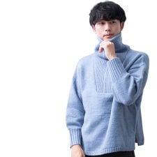 ニット メンズ タートルネック ハーフジップ モヘアタッチ ハーフZIP 秋冬 暖かい セーター