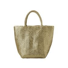 ヒロフ(HIROFU)の【ブレッツァバッファロー】レザーメッシュトートバッグ M 本革 ステッチ メタリックカラー（商品番号：P25