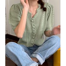スカラップメッシュ編みカーディガン