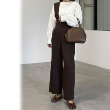 Louere　【取り外し可】ワイドサスペンダーハイウエストパンツ