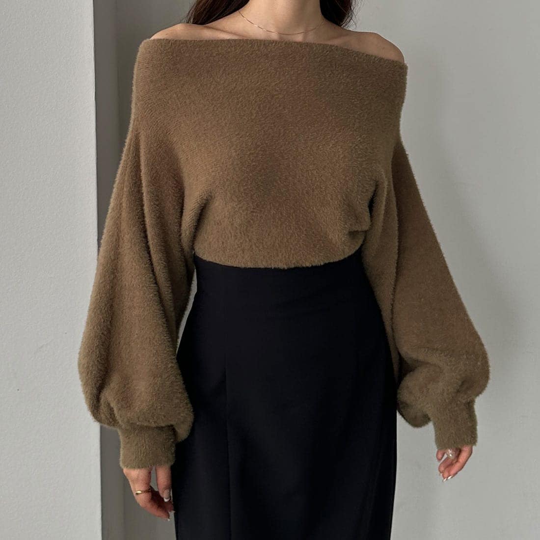 ルエレ Louere Louere ゴールドボタンリブニット （チャコール） ゴールドボタンリブニット | Louere (ルエレ)｜公式LOOKBOOK