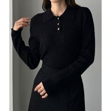 ルエレ(Louere)のLouere　ゴールドボタンケーブルニットポロ