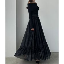 Louere　ラメフレアチュールスカート