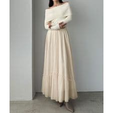 Louere　ラメフレアチュールスカート