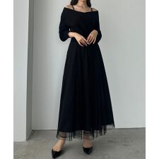 ルエレ(Louere)のLouere　カシュクールニット＋ラッフルチュールキャミワンピースSET