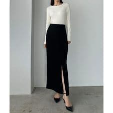 Louere　ポケットデザインファスナースリットIラインポンチスカート