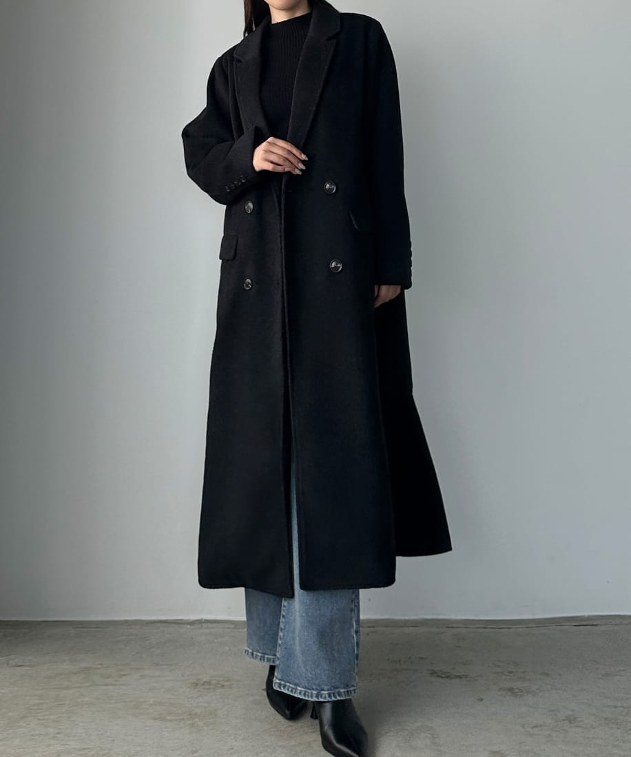 Louere 2wayハイネックウールライクウエストシェイプフレアコート