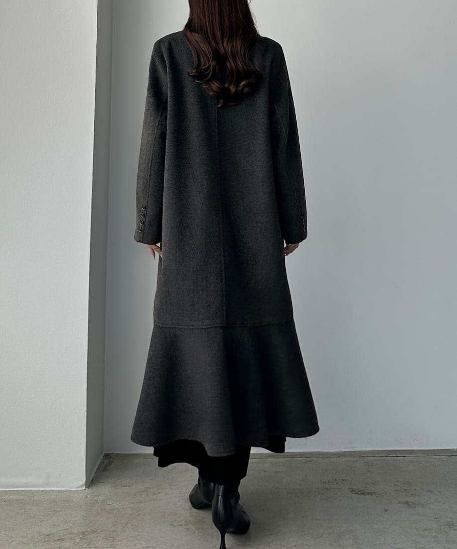 Louere 2wayハイネックウールライクウエストシェイプフレアコート