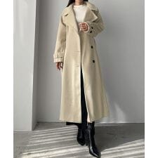 Louere　2wayハイネックウールライクウエストシェイプフレアコート