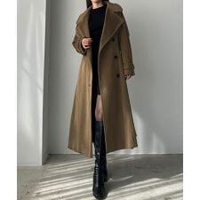 Louere　2wayハイネックウールライクウエストシェイプフレアコート