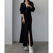 Louere　ポンチショートパーカー+スリットマーメイドスカートSET