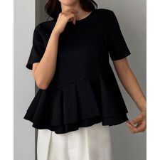 Louere　【袖丈選べる】ペプラムトップス