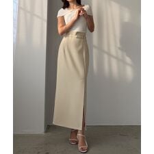 Louere　細ベルト付き前スリットタイトスカート