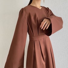 callautia　タックフレアスリーブロングワンピース