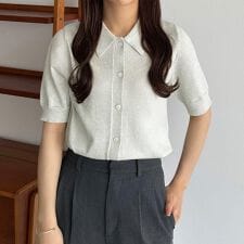 callautia　ラメニット半袖ポロシャツ