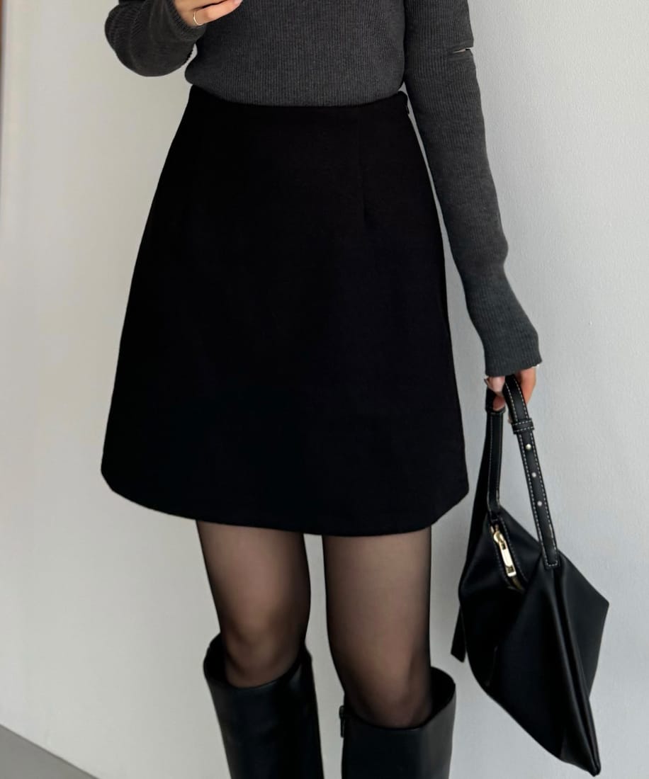 ALMAT インナーパンツ付き ALL DAY MINI ミニスカート ブラック callautia ウールライク起毛ミニスカート（インナーパンツ付き