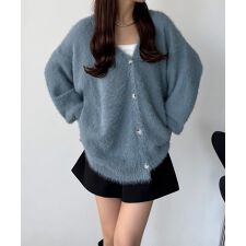 薄手ニットシャギーカーディガン+ショートパンツSET