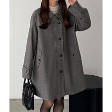 callautia　ステンカラーチェック柄ミドルコート