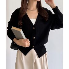 callautia　Vネックコットンニットカーディガン