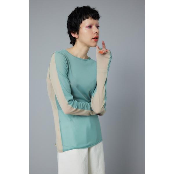 長袖Tシャツ Bicolor mesh inner tops L/BLU1 Bicolor mesh inner tops | ヘリンドットサイ(HeRIN.CYE
