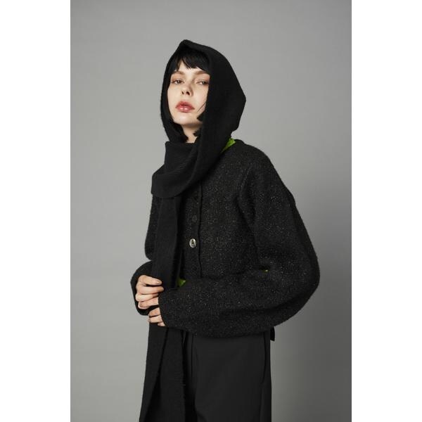 今期　ヘリンドットサイ　Knit muffler cap ブラック　試着のみ HeRIN.CYE ［予約］Knit muffler cap BLK -ファッション通販 FASHION