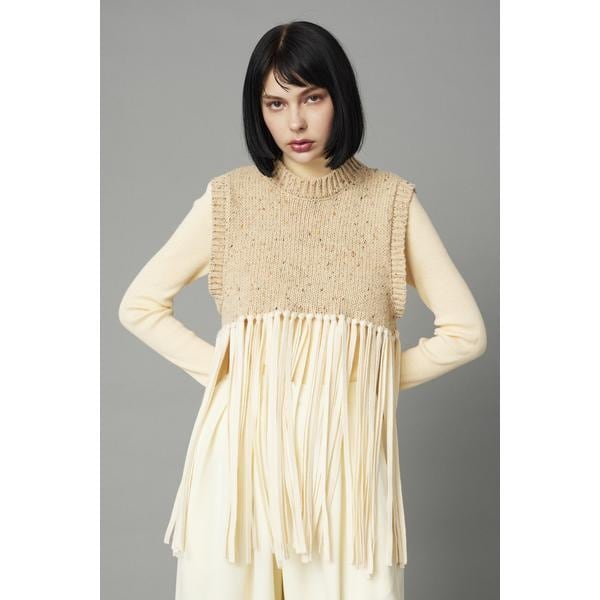 Fringe knit vest | ヘリンドットサイ(HeRIN.CYE) | マルイウェブチャネル