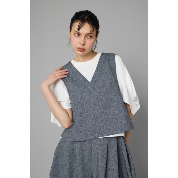 HərIN.CYE ヘリンドットサイ グレー ダブルブレストベスト Fake leather vest | ヘリンドットサイ(HeRIN.CYE) | マルイウェブチャネル