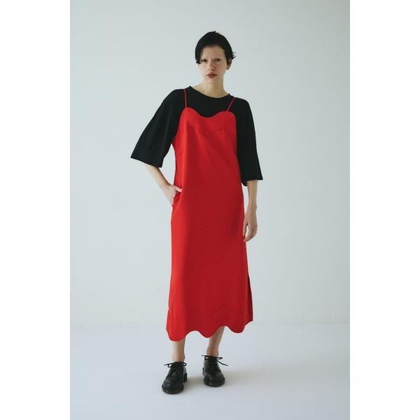 HeRIN.CYE へリンドットサイ　ノースリーブワンピース　フリル　オレンジ セール 10%OFF】Ruffle knit dress(505711636) | ヘリンドット