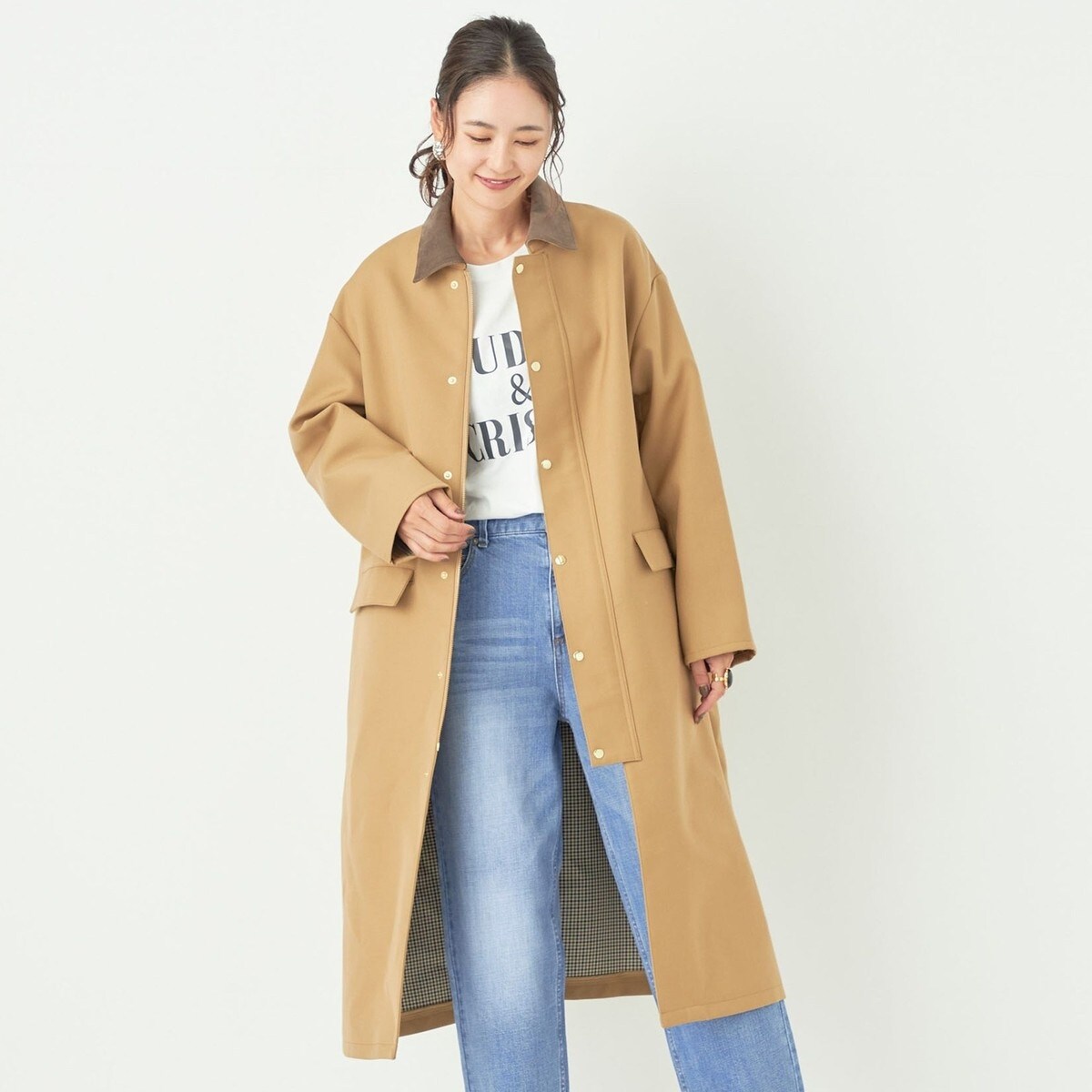 SHIPS ベージュ フロントオープン コート SHIPS ベージュ フロントオープン コート SHIPS ベージュ フロント