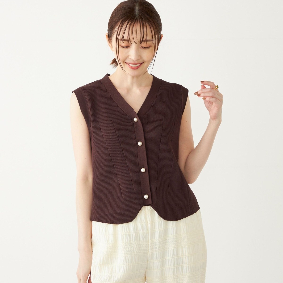 SHIPS Colors:〈手洗い可能〉パールモチーフ ニット ベスト | シップス
