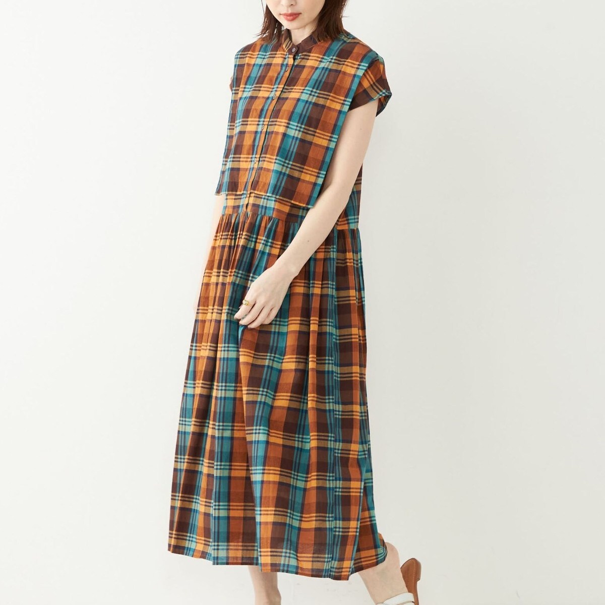 極美品♪マリンフランセーズ◆ドットフレンチスリーブワンピース チェック LA MARINE FRANCAISE - 極美品♪マリンフランセーズ◇ドット
