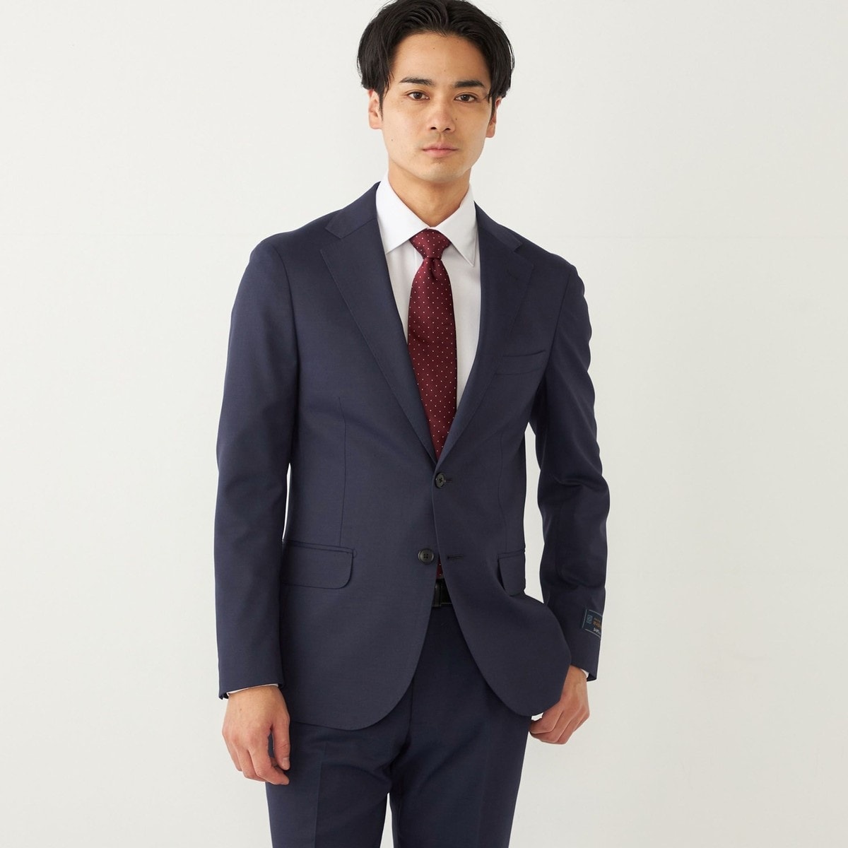 御幸毛織】Superio160 ウールカシミヤ スーツ（ネイビーストライプ