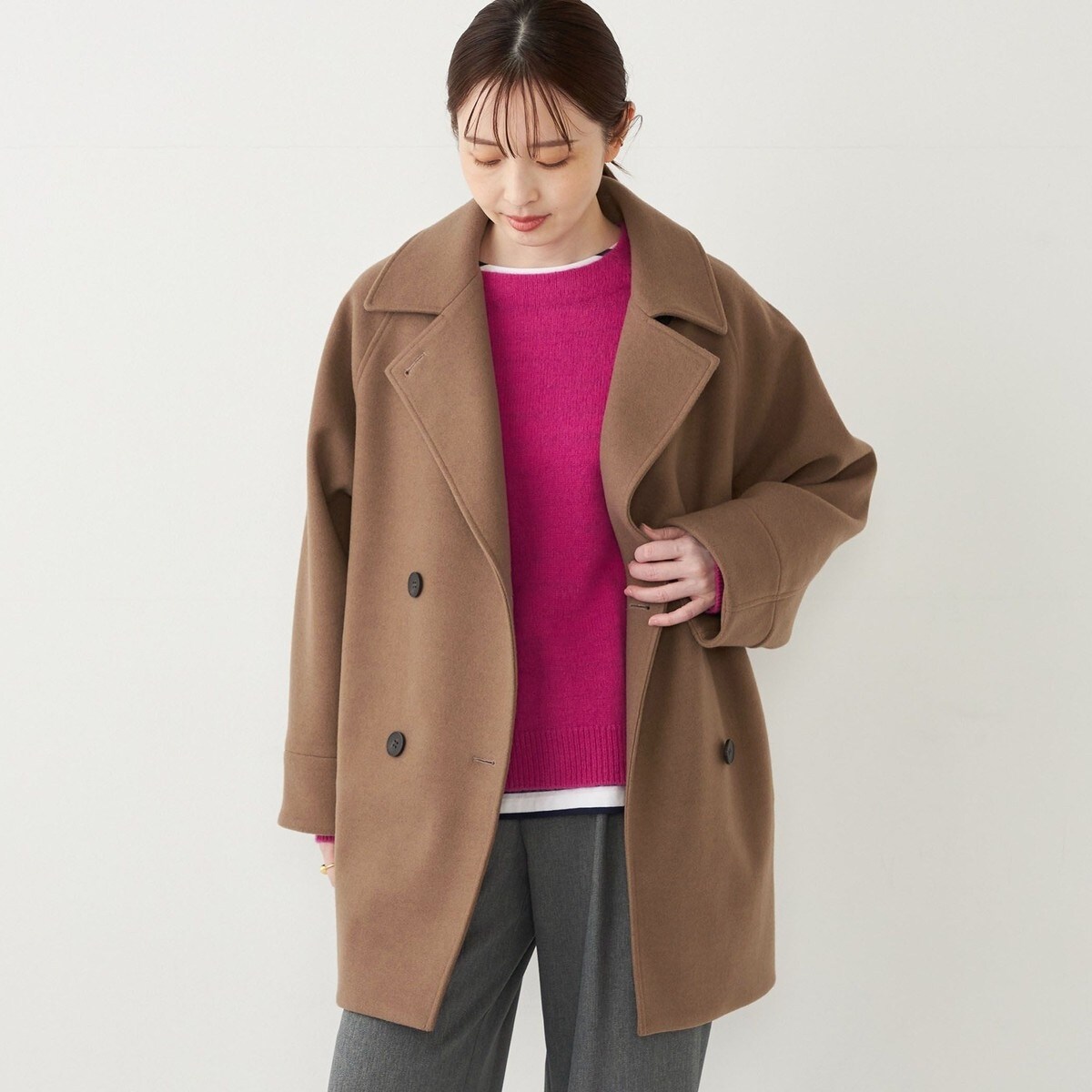 つるちゃん様☆シップス スライバー チェック ショート Pコート スライバー チェック ショート Pコート | シップス(SHIPS