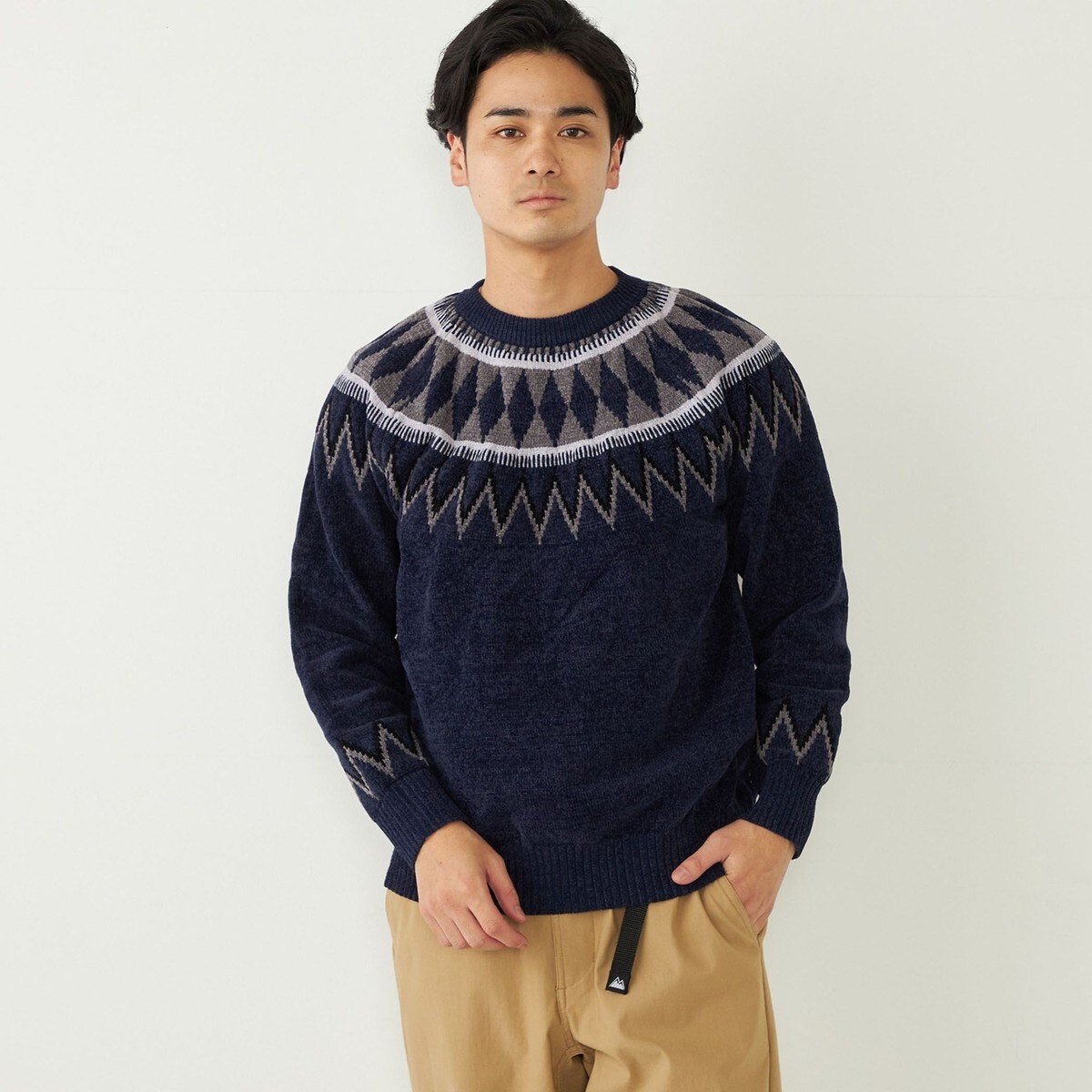 SHIPS Colors:〈手洗い可能〉ジャカード モール ニット