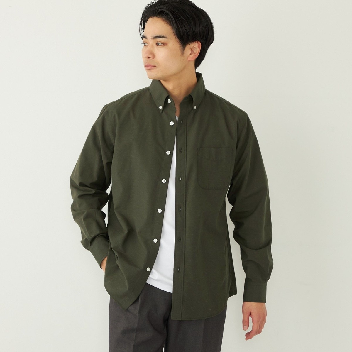 SHIPS Colors:リネン COOLMAX(R) ミックス シャツ◇