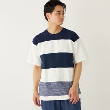 SHIPS Colors:〈洗濯機可能〉ニット 切替 ボーダー Tシャツ