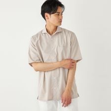 SHIPS Colors:ノーアイロン ウールライク ワイドカラー ショートスリーブ シャツ