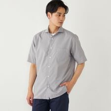 SHIPS Colors:ノーアイロン ウールライク ワイドカラー ショートスリーブ シャツ