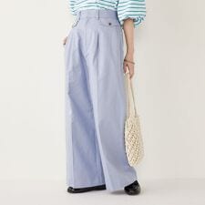 SHIPS Colors:〈手洗い可能〉コットンリネン フラップポケット ワイドパンツ