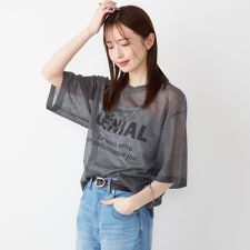 SHIPS Colors〈手洗い可能〉シアー ロゴ ニット TEE