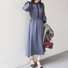 シップス カラーズ(SHIPS Colors)のSHIPS Colors:〈手洗い可能〉配色 ギャザー ロングスリーブ ワンピース◇