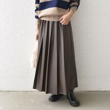 SHIPS Colors:合成皮革 ワイド プリーツ スカート◇