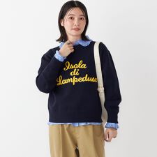 SHIPS Colors:〈手洗い可能〉スウェット ライク サガラ ロゴ ニット◇