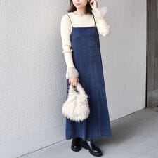 SHIPS Colors:〈手洗い可能〉ポリエステルベロア キャミ ワンピース