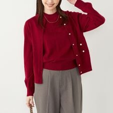 SHIPS Colors:〈手洗い可能〉14ゲージ クルーネック カーディガン