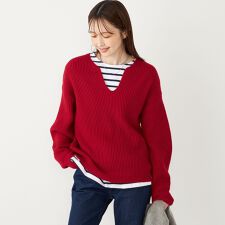 SHIPS Colors:〈手洗い可能〉畦 スキッパー ニット◇