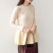 SHIPS Colors:〈手洗い可能〉ブークレ コンビ ペプラム ニット◇